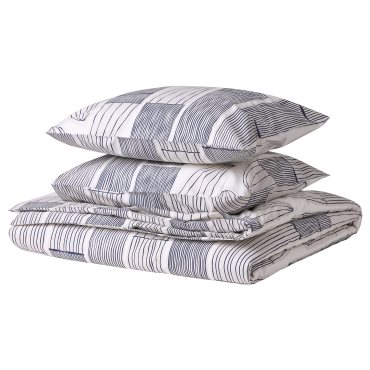 BERGKORSORT, duvet cover and 2 pillowcases, 240x220/50x60 cm, 605.702.62