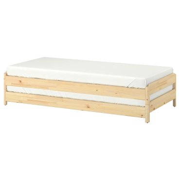 UTAKER, stackable bed with 2 mattresses/2 pack, 80x200 cm, 694.281.32