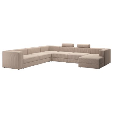 JÄTTEBO, U-shaped sofa 7-seat with chaise longue/right with headrests, 695.106.12