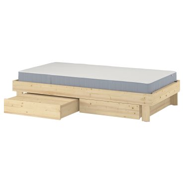 GLAMBERGET, bed frame with storage and mattress, 90x200 cm, 695.684.72