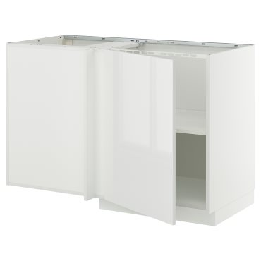 METOD, corner base cabinet with shelf, 128x68 cm, 695.850.37