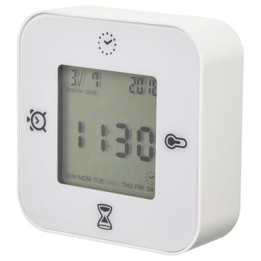 KLOCKIS, clock/thermometer/alarm/timer, 7x7 cm, 705.904.53