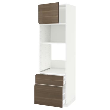 METOD/MAXIMERA, high cabinet for oven/microwave with door/2 drawers, 60x60x200 cm, 794.559.07