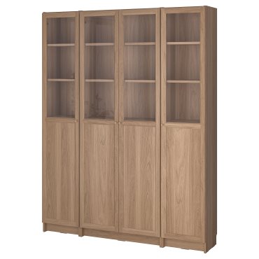BILLY/OXBERG, bookcase combination with panel/glass doors, 160x202 cm, 794.835.47