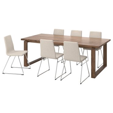 MORBYLANGA/LILLANAS, τραπέζι και 6 καρέκλες, 220x100 cm, 794.952.01