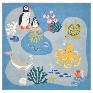 BLAVINGAD, rug/ocean animals pattern, 133x133 cm, 805.283.66