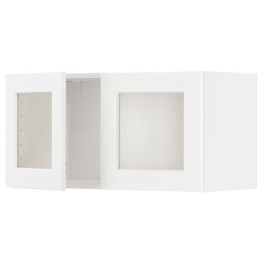 METOD, wall cabinet with 2 glass doors, 80x40 cm, 894.734.73