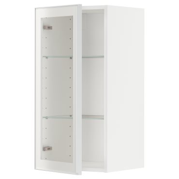 METOD, wall cabinet with shelves/glass door, 40x80 cm, 894.905.47