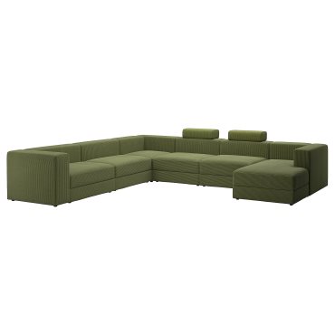 JÄTTEBO, καναπές σε σχήμα Π 7 θέσεων με σεζλόνγκ/δεξιά με προσκέφαλα, 895.106.06