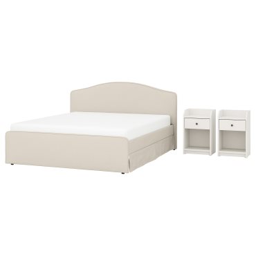 RAMNEFJÄLL/HAUGA, bedroom furniture set of 3, 160x200 cm, 896.291.82