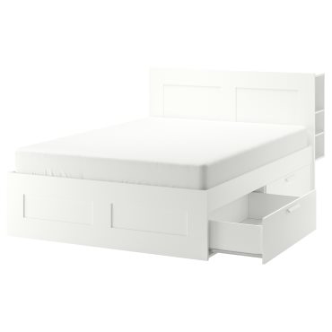 BRIMNES, bed frame with storage and headboard, 140X200 cm, 991.574.69