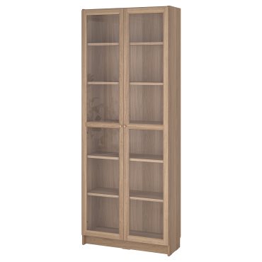 BILLY/OXBERG, bookcase with glass doors, 80x30x202 cm, 994.833.20