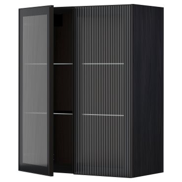 METOD, wall cabinet with shelves/2 glass doors, 80x100 cm, 994.907.35