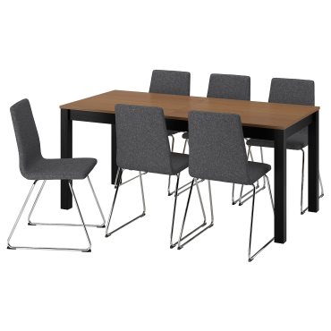 ÅLHULT/LILLÅNÄS, table and 6 chairs, 170/220x80 cm, 996.100.97
