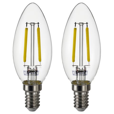 SOLHETTA, λαμπτήρας LED E14 250 lumen, 2 τεμ. 2700 K, 005.914.27