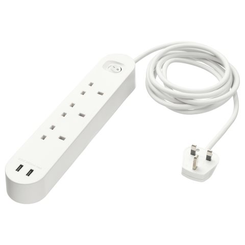 KOPPLA, 3-way socket with 2 USB ports, 3.0 m, 702.809.93