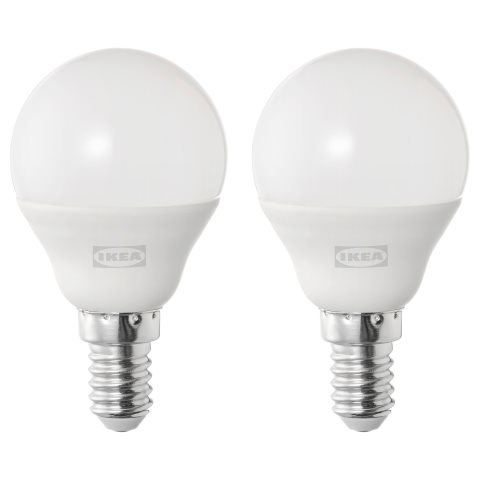 SOLHETTA, LED bulb E14 470 lumen/globe, 2 pack, 705.839.66