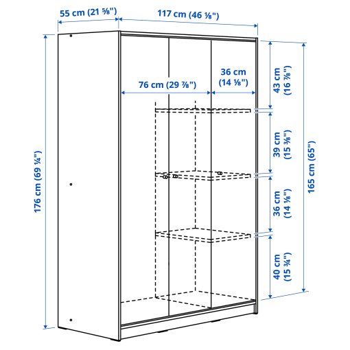 KLEPPSTAD, wardrobe with 3 doors, 004.417.58