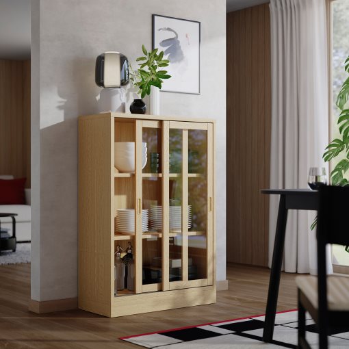 TONSTAD, cabinet with sliding glass doors, 82x37x120 cm, 004.892.84