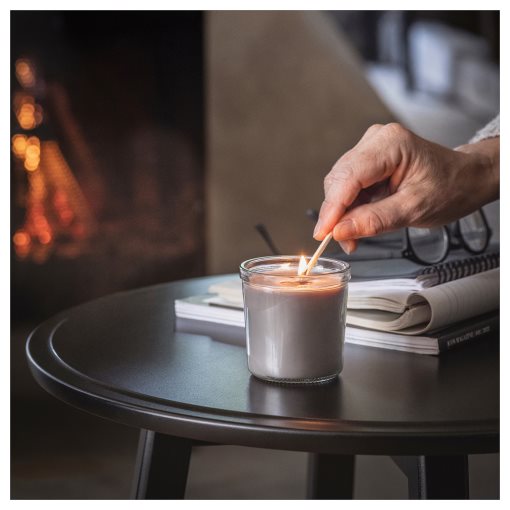 ENSTAKA, αρωματικό κερί σε ποτήρι/Καμένο ξύλο, 20 ώρες, 005.023.65