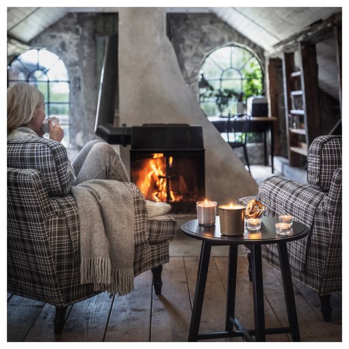 ENSTAKA, αρωματικό κερί σε ποτήρι/Καμένο ξύλο, 20 ώρες, 005.023.65