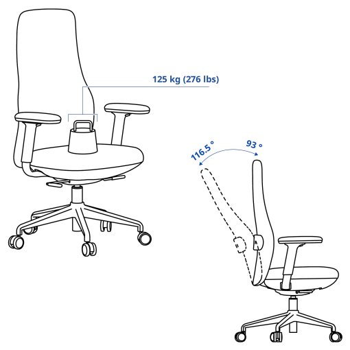 GRONFJALL, office chair with armrests, 005.034.40