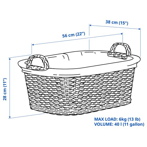 TOLKNING, laundry basket/handmade, 40 l, 005.126.18