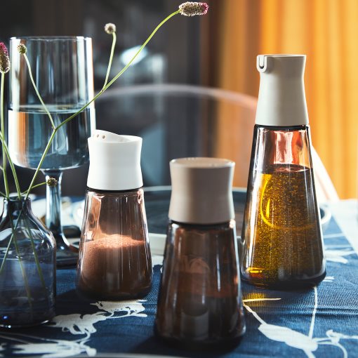 HALVTOM, salt and pepper shakers/glass/2 pack, 12 cm, 005.234.43