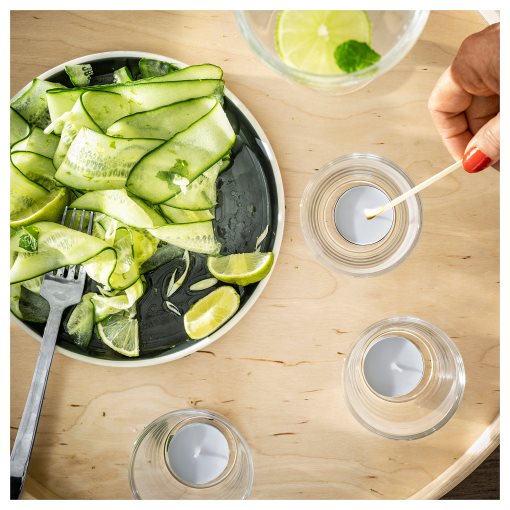 ÄDELTUJA, scented tealight/cucumber & lime 30 pack, 3.5 hr, 005.480.47