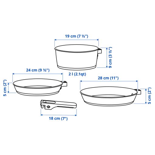 SLATROCKA, 4-piece cookware kit with detachable handle, 005.605.86
