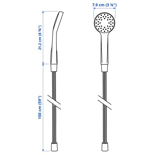 BERGVATTNET, τηλέφωνο ντους 1 ρύθμισης με σπιράλ, 005.907.48