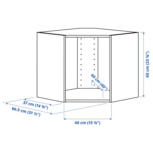 METOD, corner wall cabinet frame, 68x37x60 cm, 005.916.82
