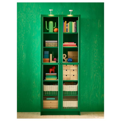 BILLY, bookcase with glass-doors, 80x30x202 cm, 005.949.25
