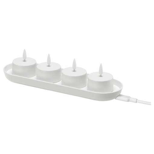 SKATGÅS, tealight kit with built in LED light source and charging tray, 006.115.95