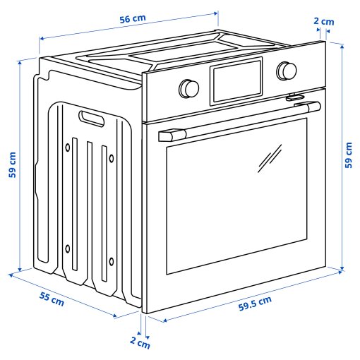 STENABY, φούρνος με αερόθερμο και πρόσθετη λειτουργία ατμού/λειτουργία ψησίματος, IKEA 500, 006.221.36