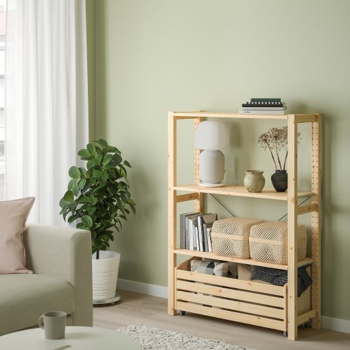 IVAR, shelving unit with storage box, 89x30x124 cm, 094.045.82