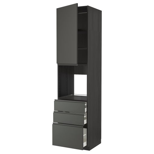 METOD/MAXIMERA, high cabinet for oven with door/3 drawers, 60x60x240 cm, 094.573.87