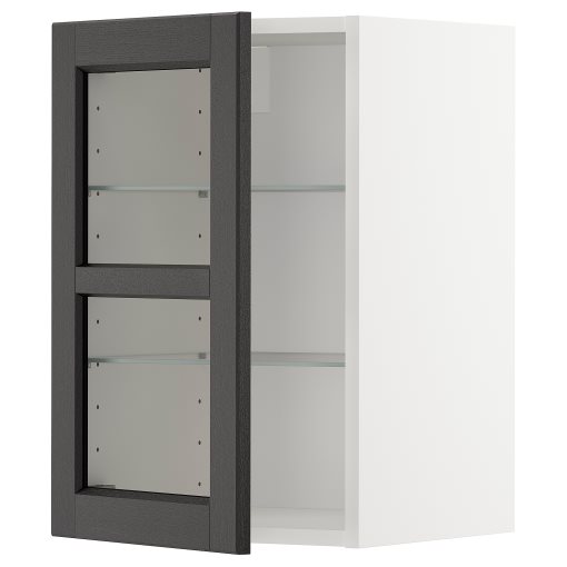 METOD, wall cabinet with shelves/glass door, 40x60 cm, 094.631.33