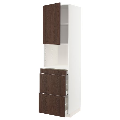 METOD, high cabinet for microwave combi with door/3 drawers, 60x60x220 cm, 094.638.40