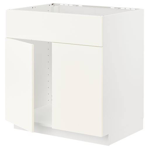 METOD, base cabinet for sink with 2 doors/front, 80x60 cm, 095.071.46