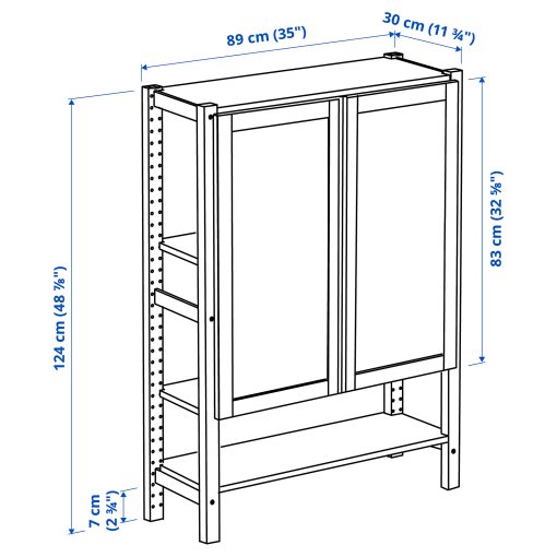 IVAR, shelving unit with doors, 89x30x124 cm, 095.078.58