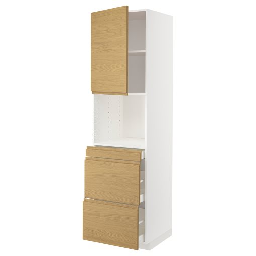 METOD, high cabinet for microwave combi with door/3 drawers, 60x60x220 cm, 095.382.80