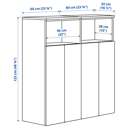 SMASTAD/PLATSA, storage combination with 6 shelves, 120x42x123 cm, 095.496.03