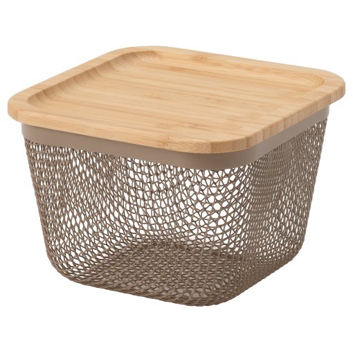 IKEA 365+, square meta food storage basket with lid, 15x15x11 cm, 095.814.76