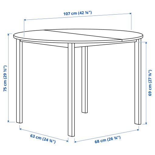 VIHALS/BUSLÄTT, τραπέζι και 4 καρέκλες, 107 cm, 095.904.90