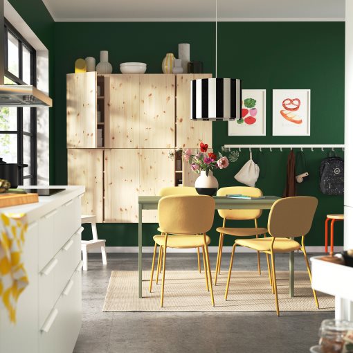 VIHALS, τραπέζι και 4 καρέκλες, 120/180x74 cm, 096.067.83