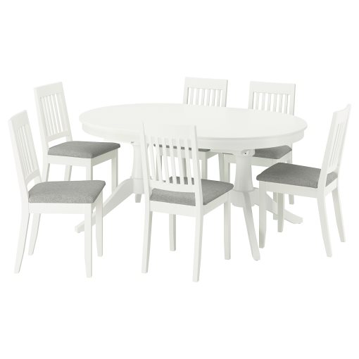 ROSENTORP/NÄSIN, table and 6 chairs, 160/215x110 cm, 096.101.34