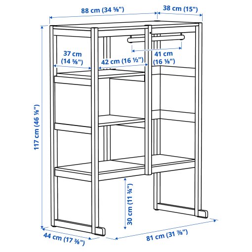 FLISAT, open storage combination, 88x38x117 cm, 096.249.23