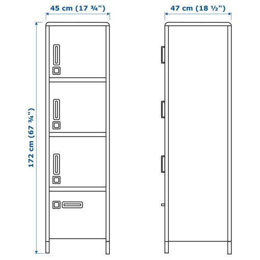 IDÅSEN, high cabinet with drawer and doors, 45x172 cm, 104.964.01