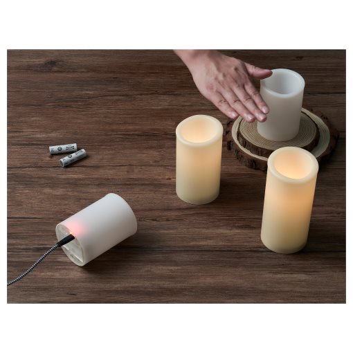 ÄDELLÖVTRÄD, block candle with built-in LED light source/indoor, 14 cm, 105.202.60